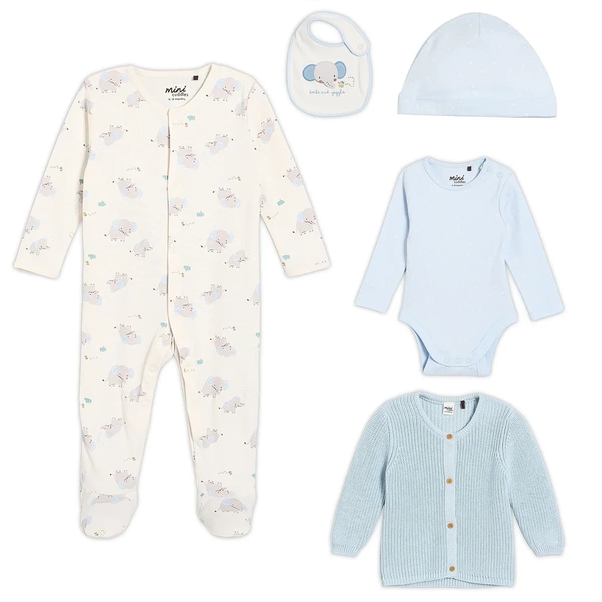 Baby Boys Pack of 5 Gift Set with Cardigan, Multicolour