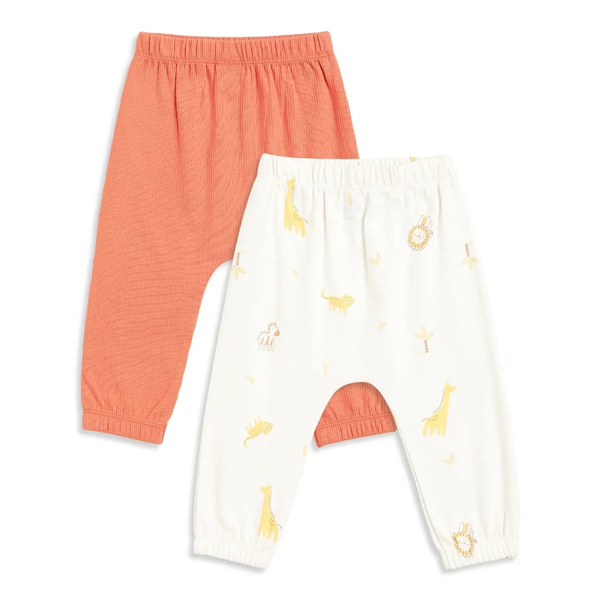 Baby Boys Peach and White Cotton Knit Bottom Pack of 2 Regular Fit Everyday Wear