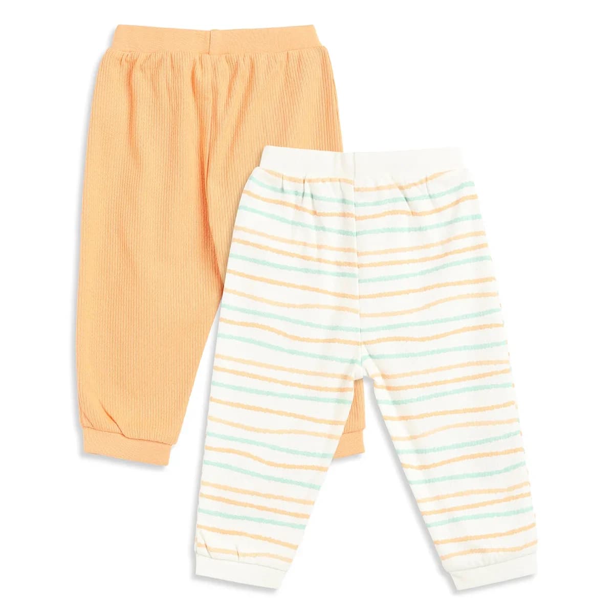 Baby Boys Peach and White Cotton Knit Bottom Pack of 2 Regular Fit Everyday Wear