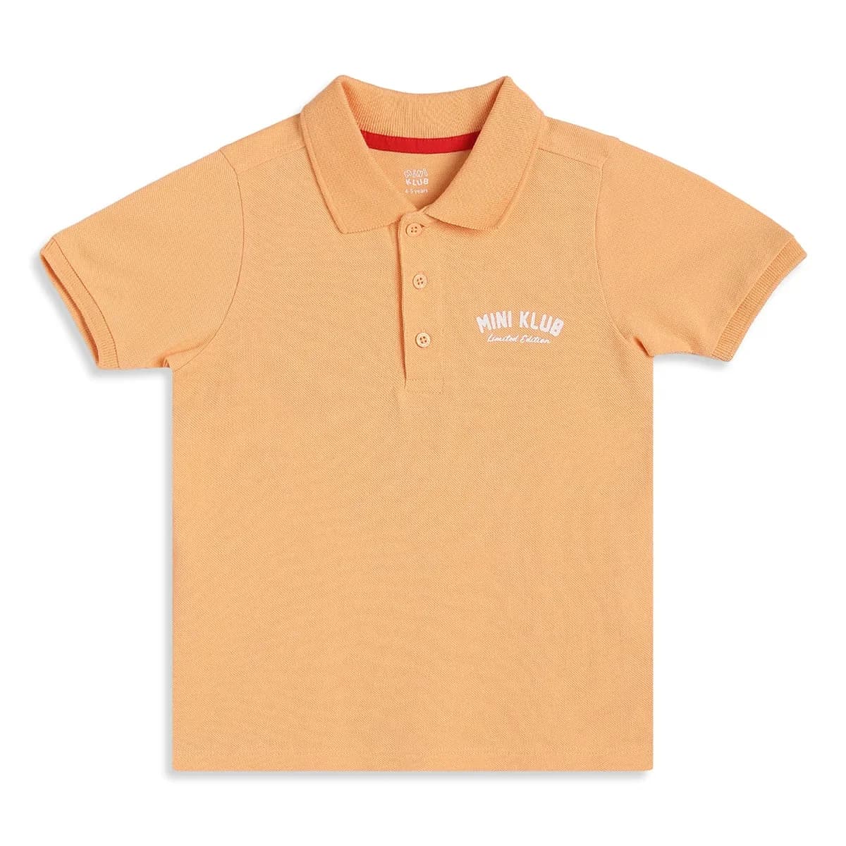 Baby Boys Peach Cotton Logo Embroidered Polo T-Shirt Regular Fit Casual Wear