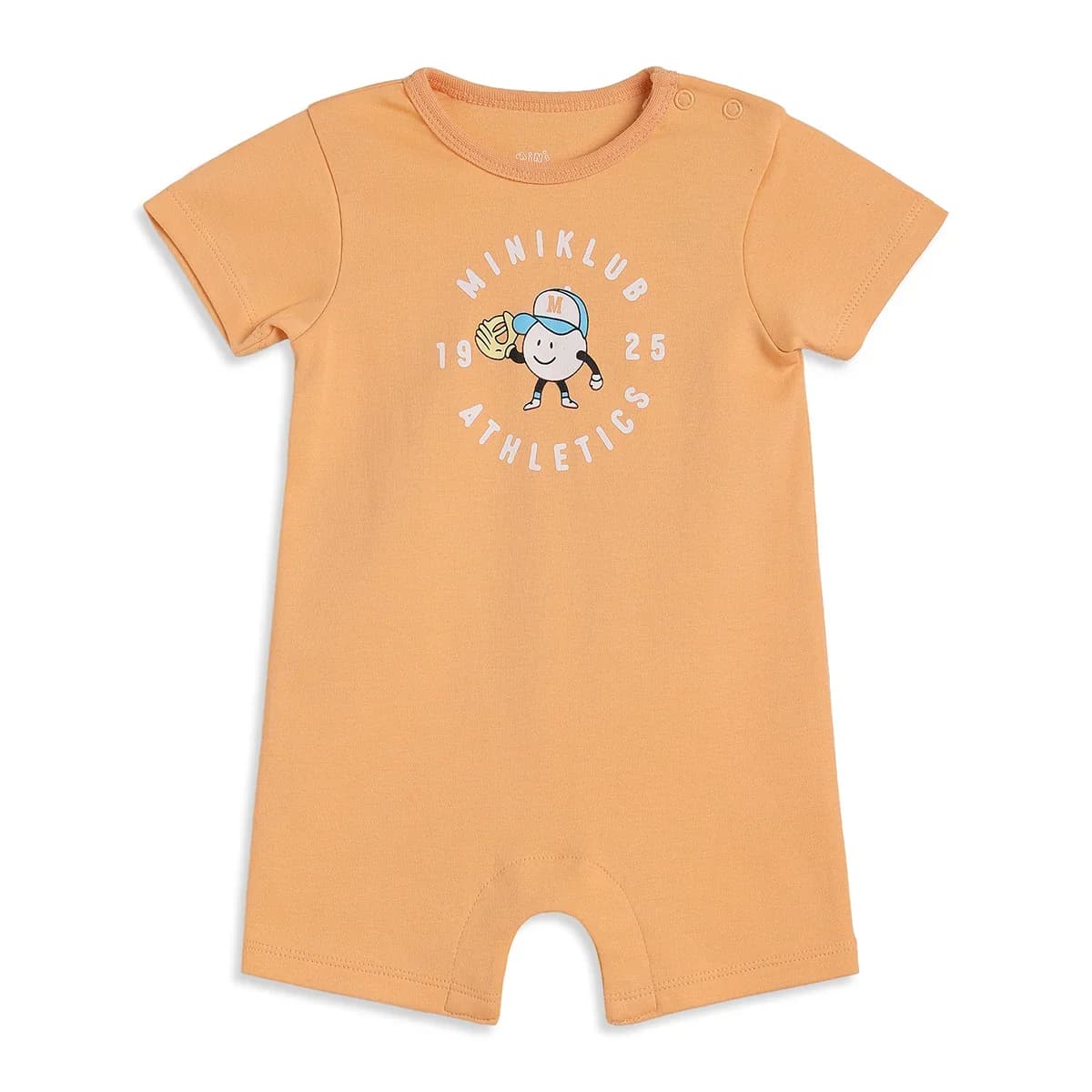 Baby Boys Peach Cotton Printed Romper Regular Fit Casual Wear