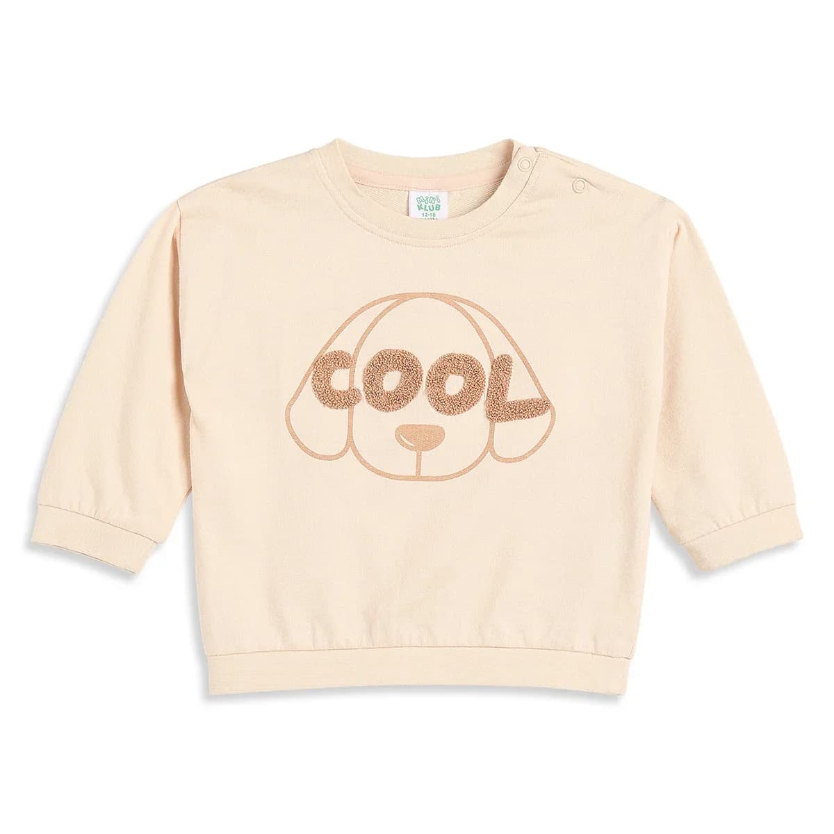 Baby Boys Peach Dog Graphic Sweatshirt Regular Fit Casual Kids Wear