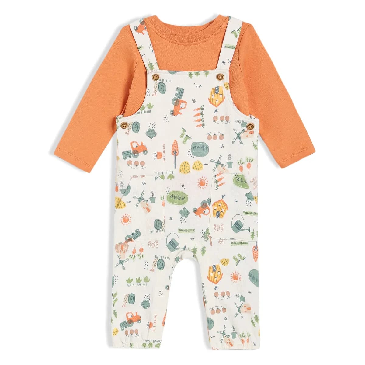 Baby Boys Plantopia Printed Dungaree Set, Multicolor