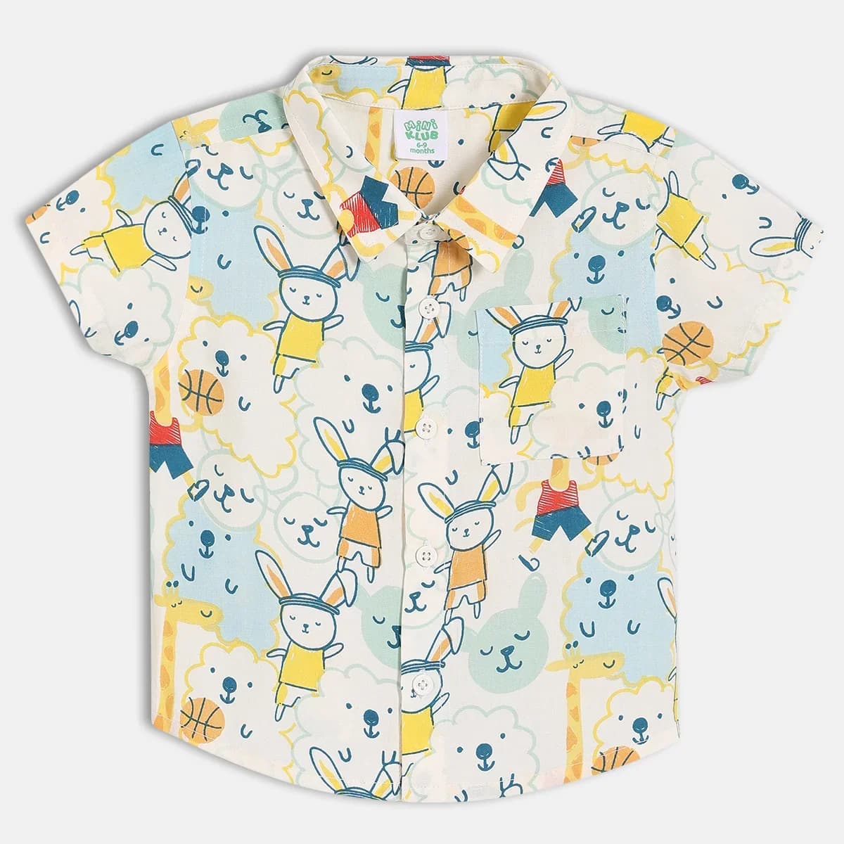 Baby Boys Playful Bunny Print Shirt, Multicolour