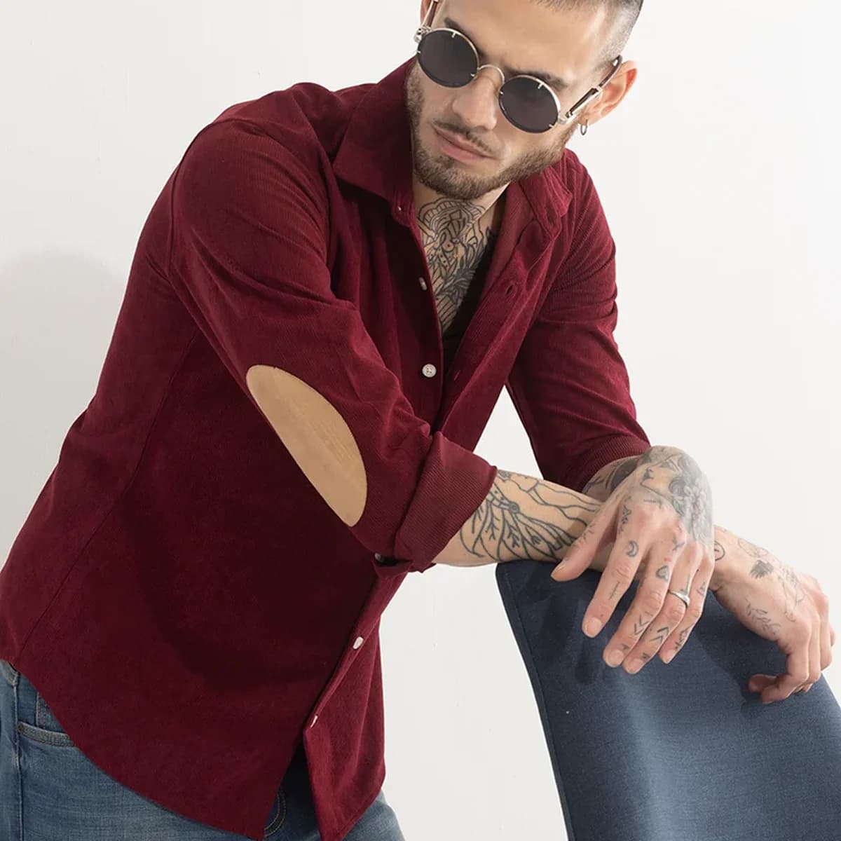 PatchPro Maroon Corduroy Shirt
