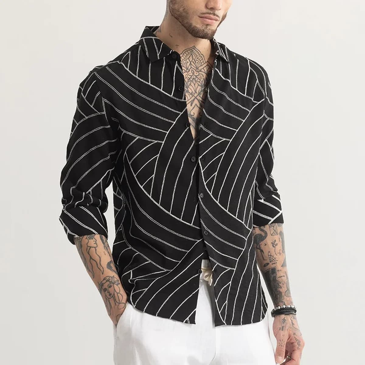 Scribline Black Embroidered Shirt