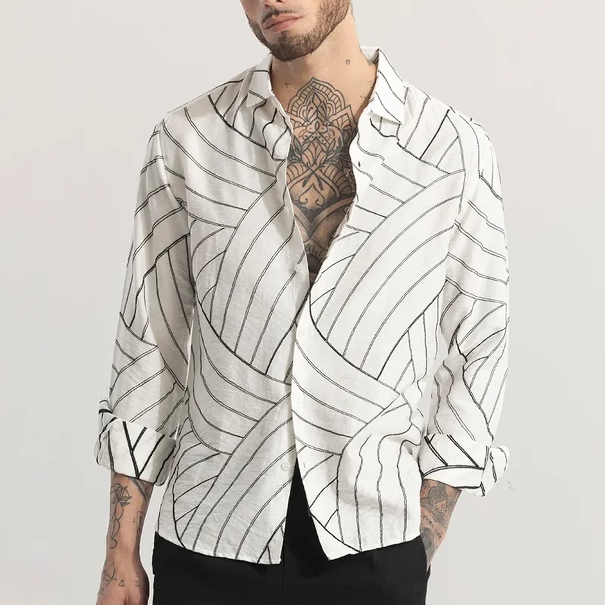 Scribline White Embroidered Shirt