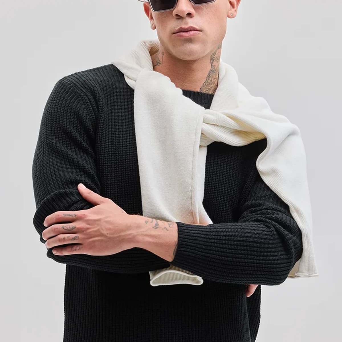 Black Fisherman Knit Sweater