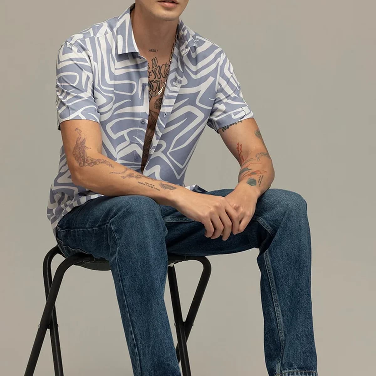 Maze Line Blue Shirt