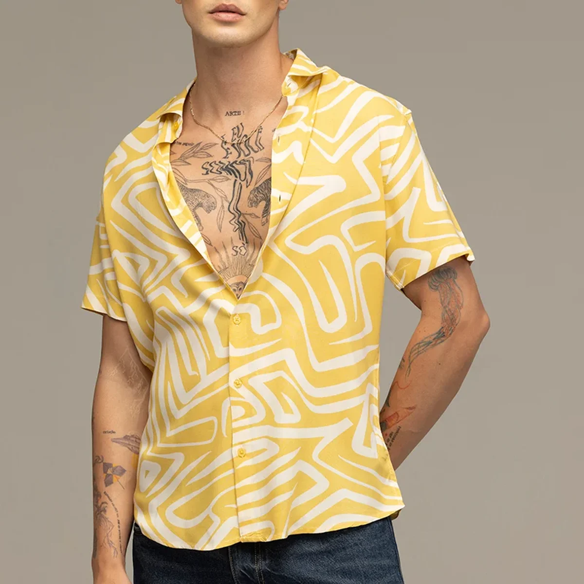 Maze Line Yellow Shirt