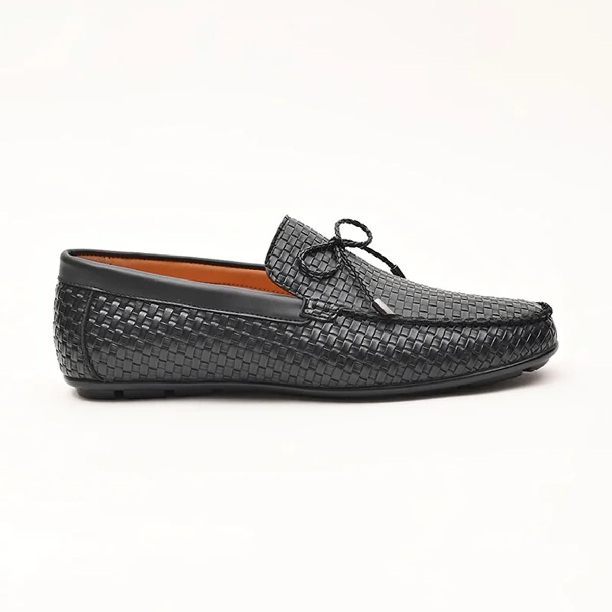 Black Textured Loafers