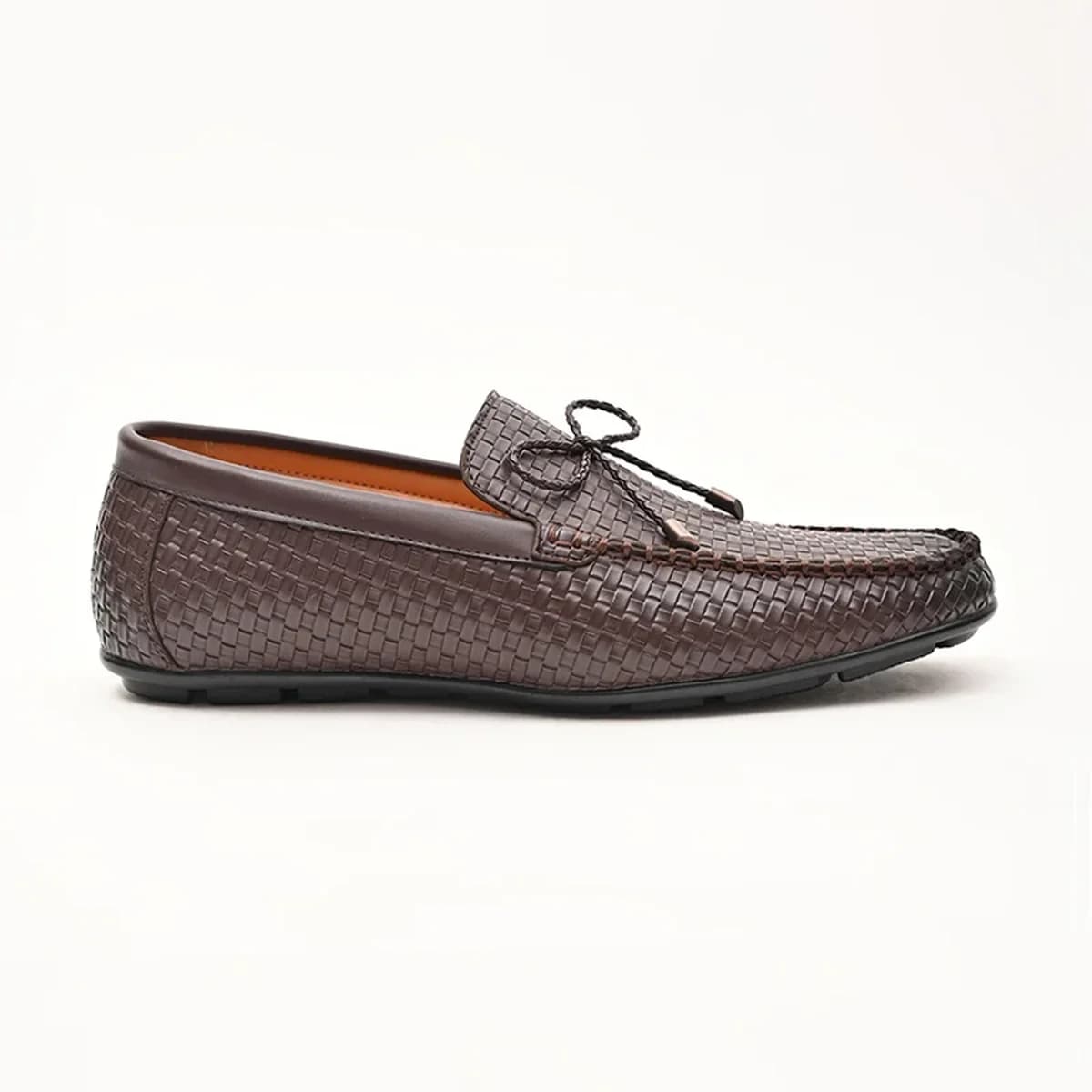 Brown Textured Loafers