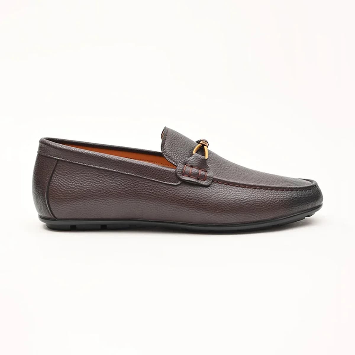 Brown Textured Loafers