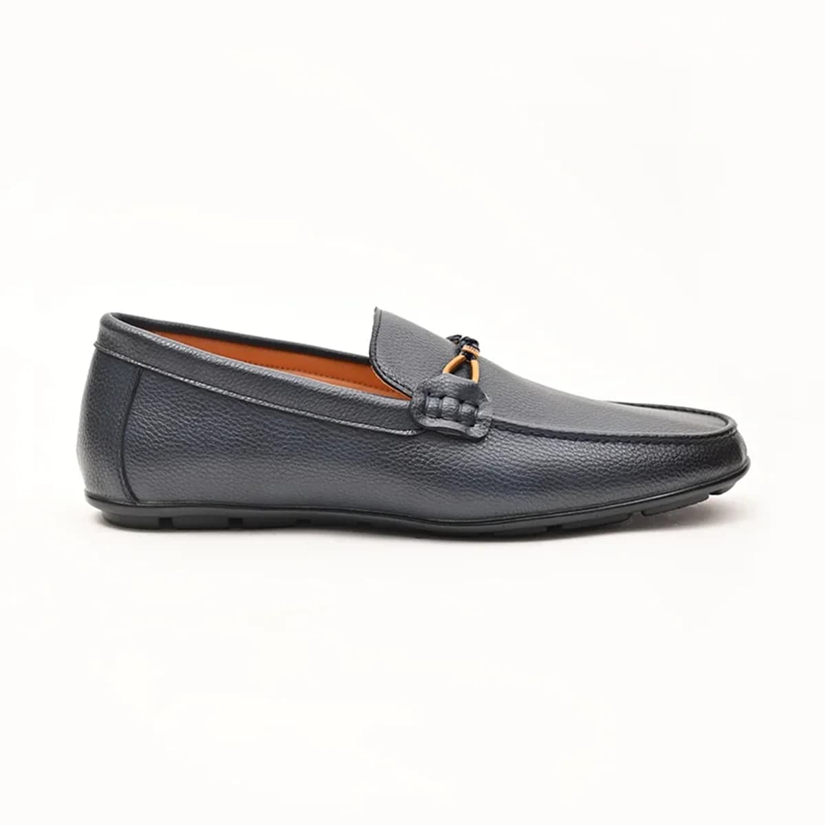 Navy Blue Textured Loafers