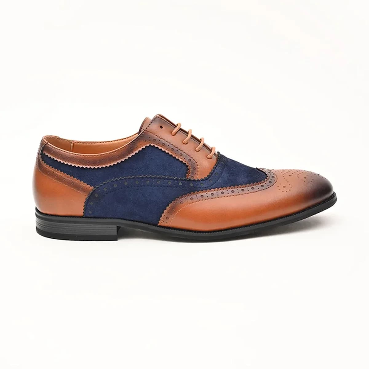 Brown Textured Oxford Shoes