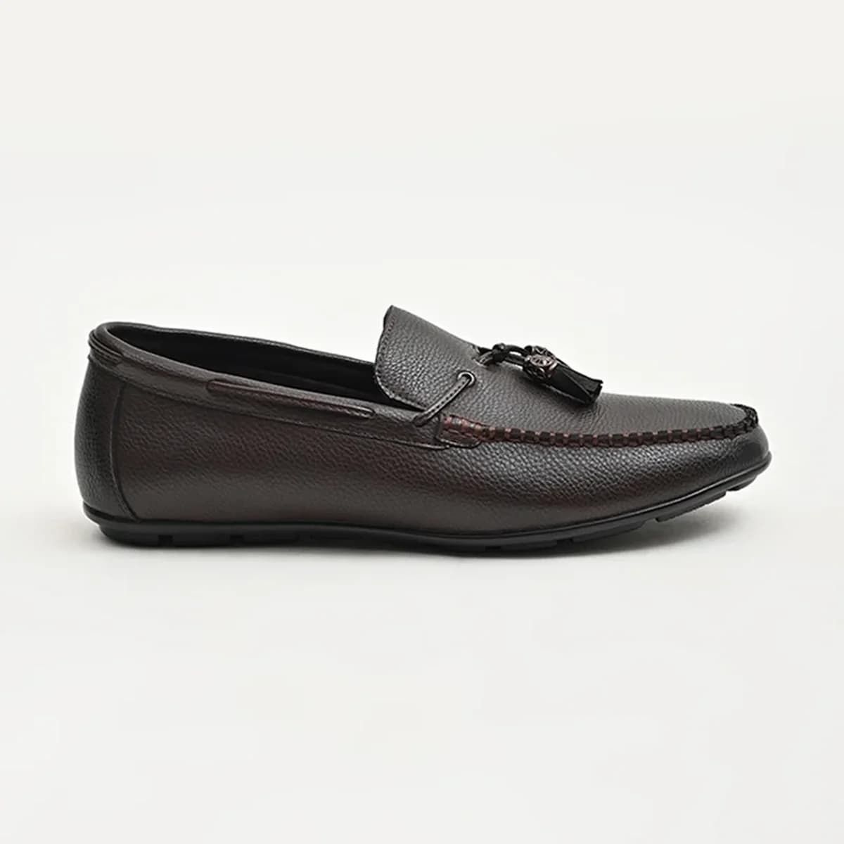 Brown Textured Loafers