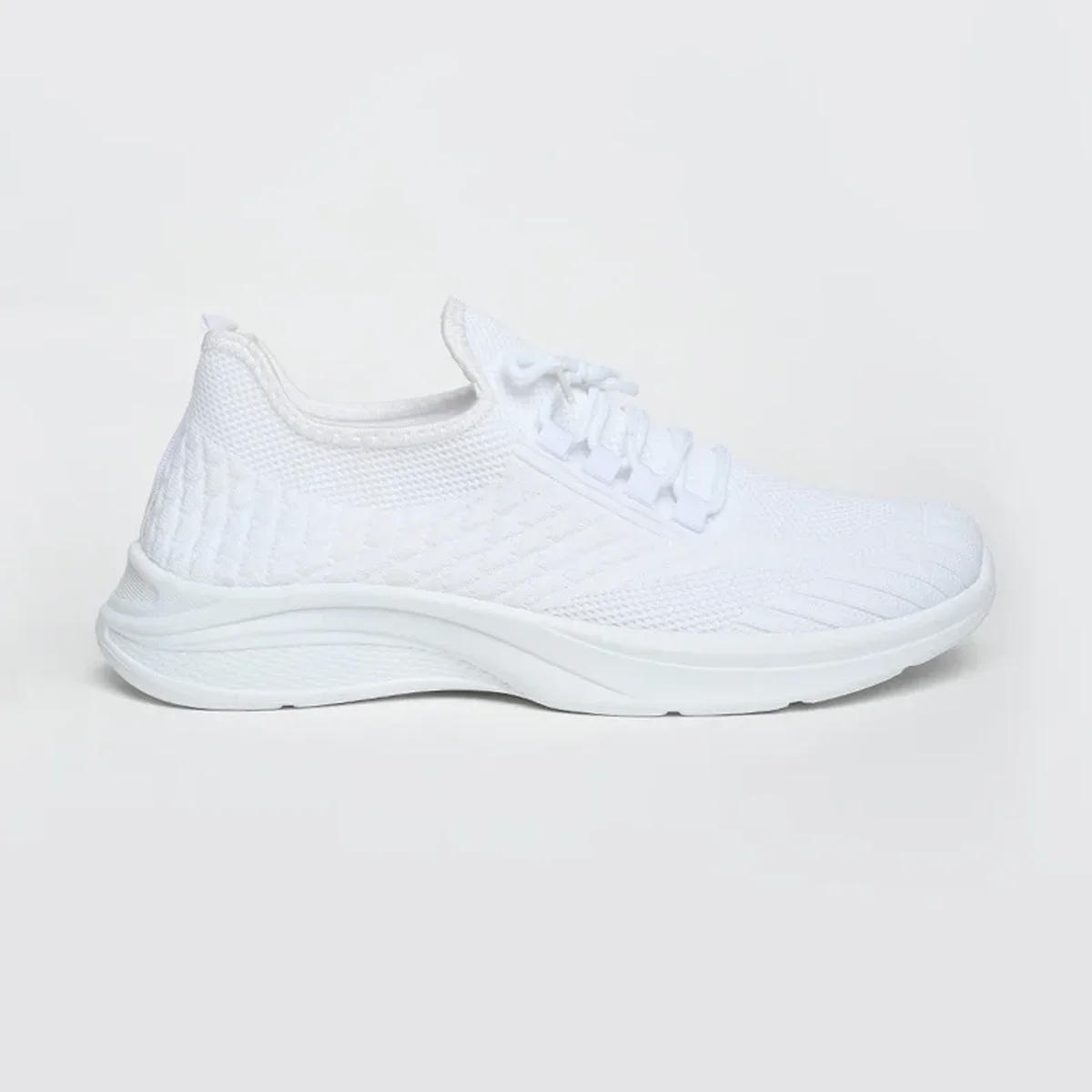 White Textured Knit Shoes