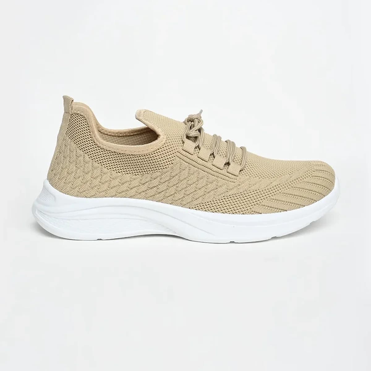 Beige Textured Knit Shoes