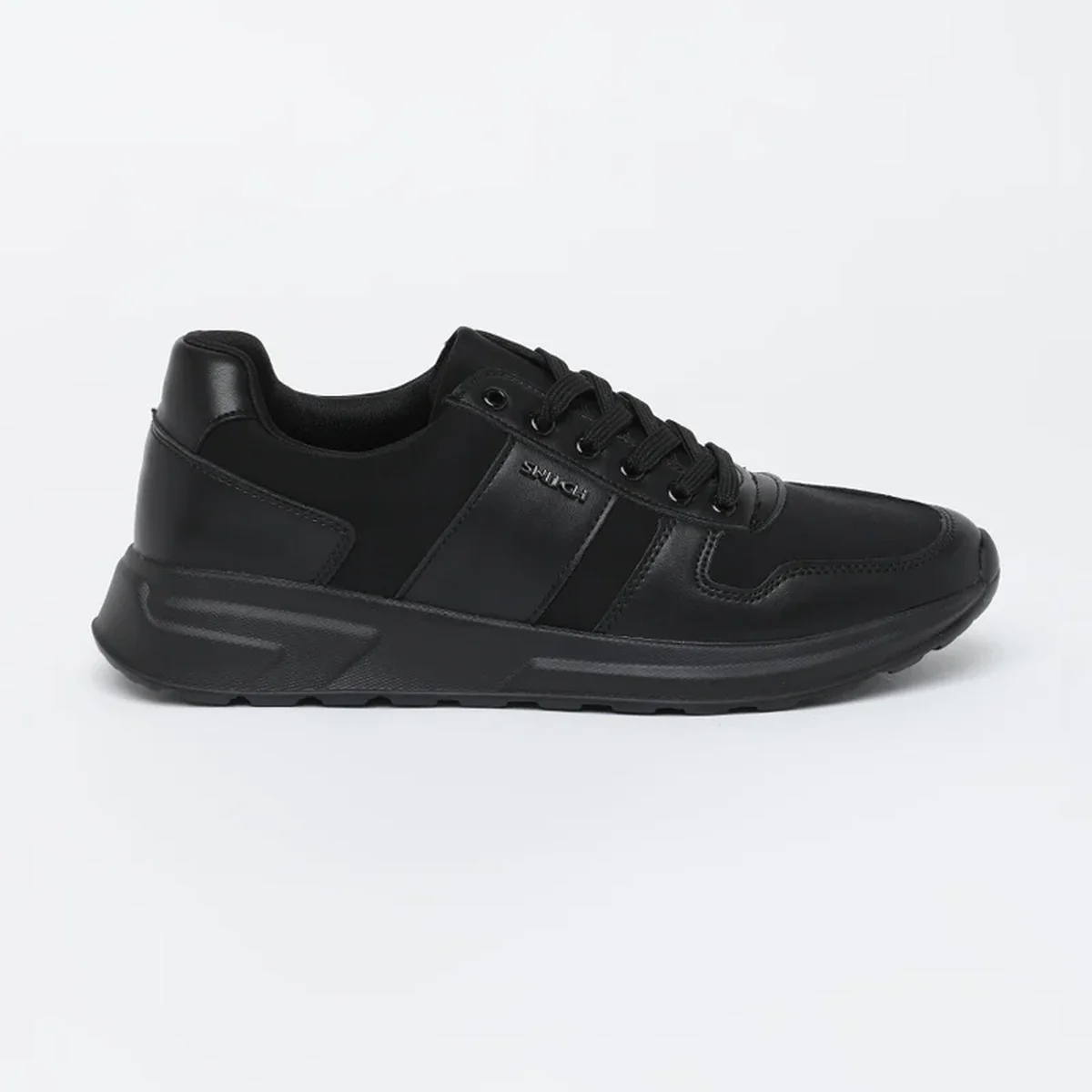 Black Solid Sneakers