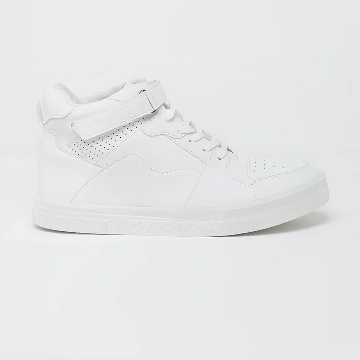 White Solid High Ankle Sneakers