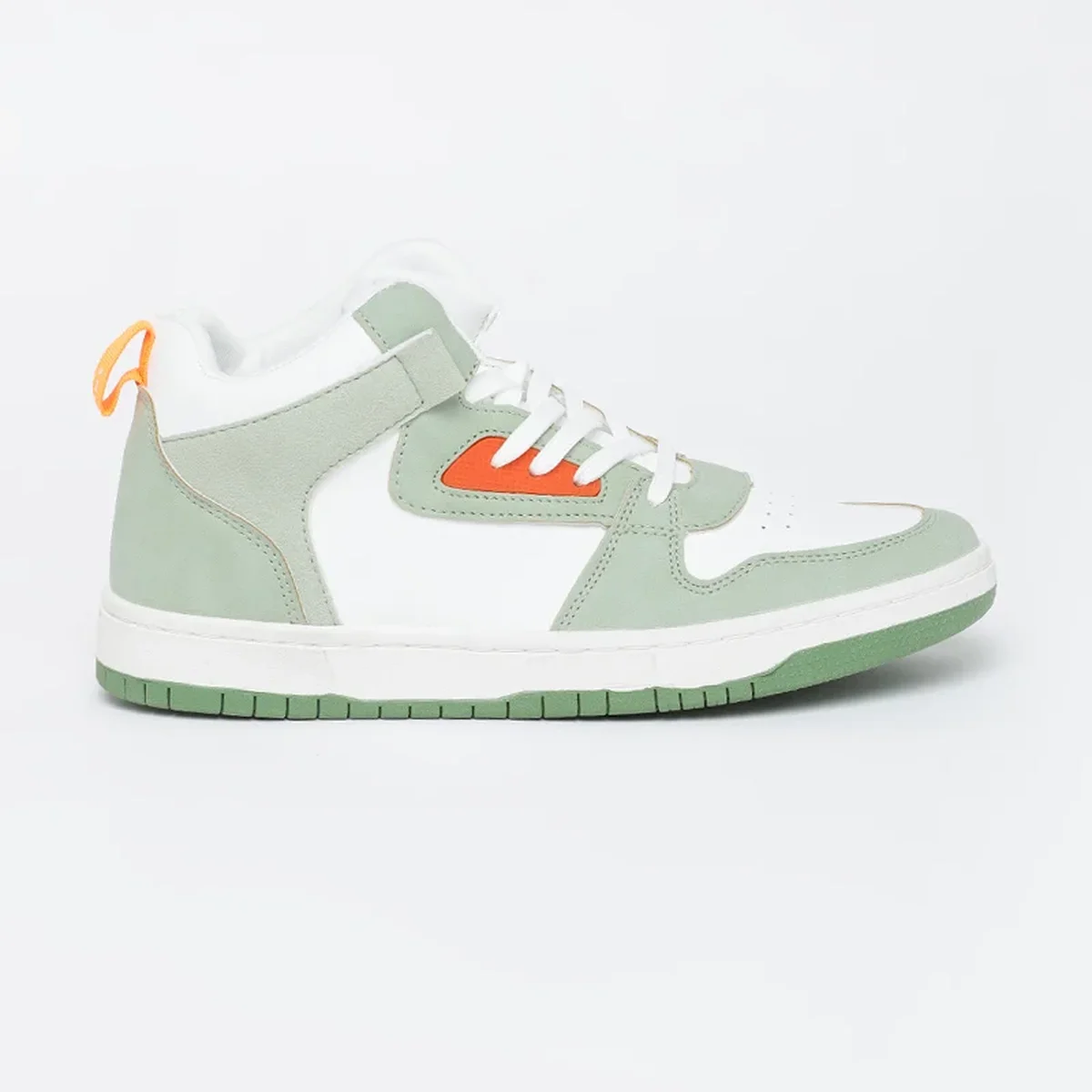 White & Green Colorblock Sneakers