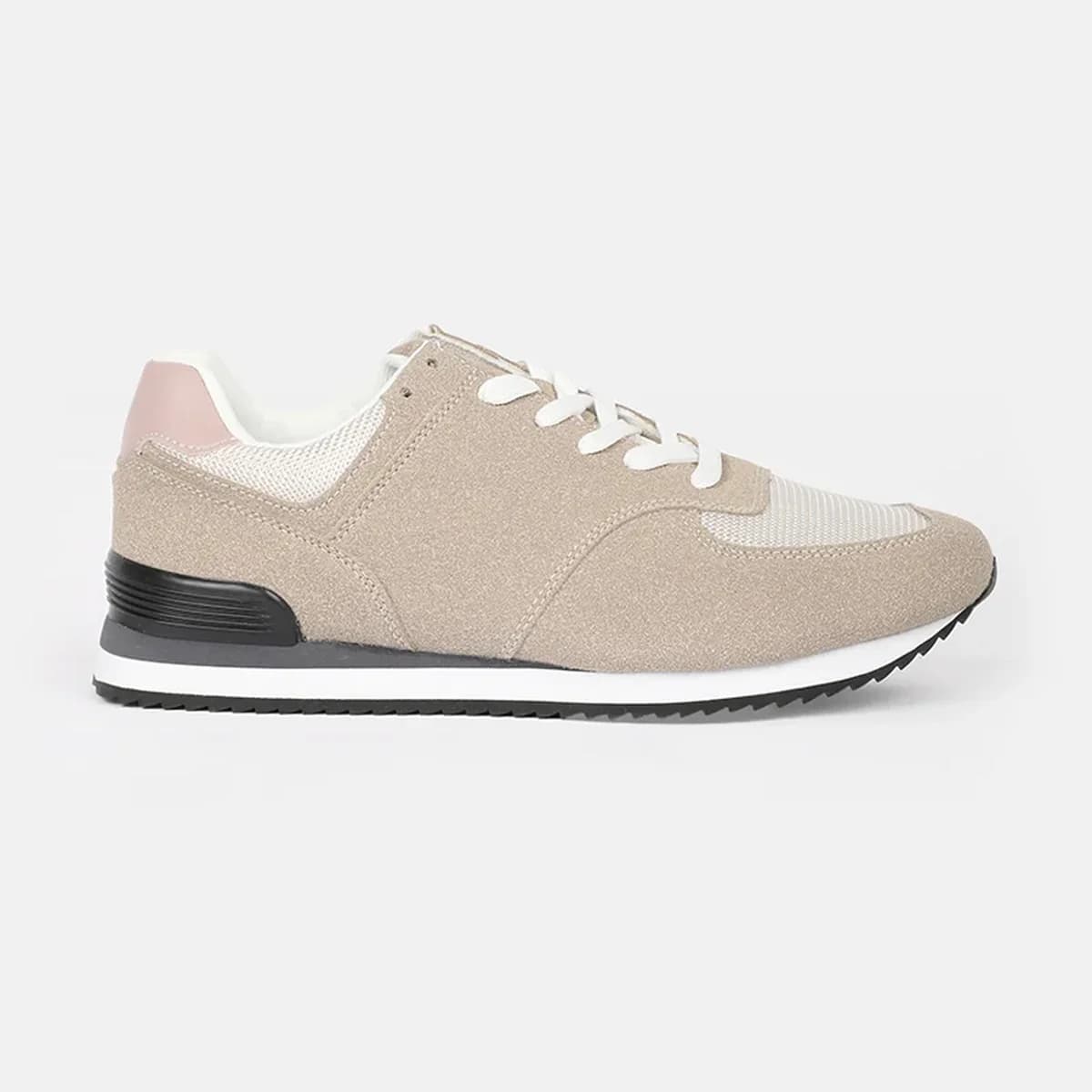 Beige Solid Sneakers